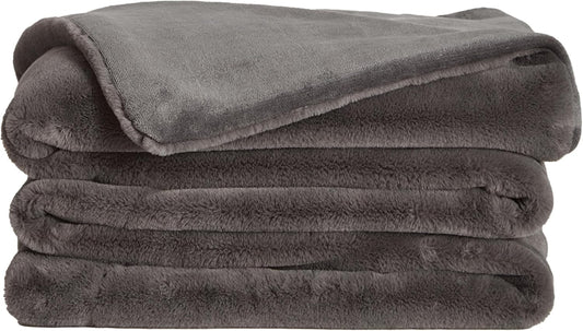 Lil’ Marsh - Faux Fur Blanket - Durable, Lightweight, Extra Soft Blanket - Machine Washable - Add Softness to Any Bed, Couch, or Reading Chair - Charcoal Charlie, Medium (60” X 80”)