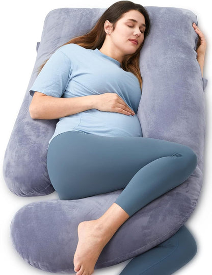 Pregnancy Pillows for Sleeping, U Shaped Full Body Maternity Pillow with Removable Cover - Support for Back, Legs, Belly, Hips for Pregnant Women, 57 Inch Pregnancy Pillow for Women, Grey