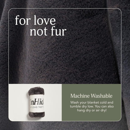 Lil’ Marsh - Faux Fur Blanket - Durable, Lightweight, Extra Soft Blanket - Machine Washable - Add Softness to Any Bed, Couch, or Reading Chair - Charcoal Charlie, Medium (60” X 80”)